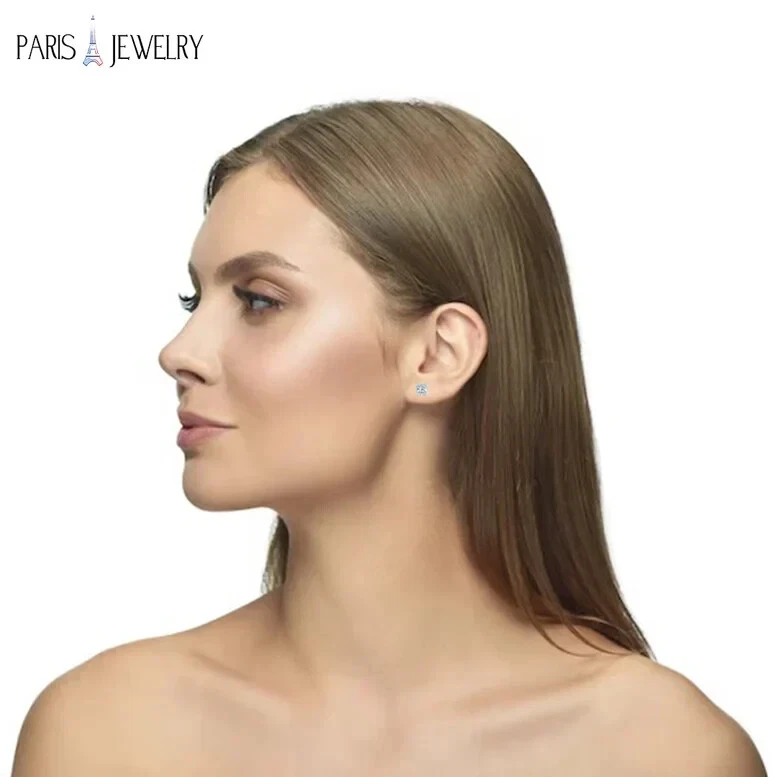 Серьги-гвоздики из розового золота 14 карат с одним белым бриллиантом 1/2 карата (G-H, SI) - Изображение 2 из 4