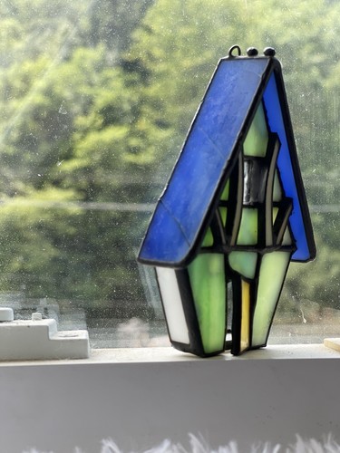 Miniaturhaus Buntglas Sonnenfänger mit Tür im Ferienhaus Kernstil Vintage - Bild 3 von 15