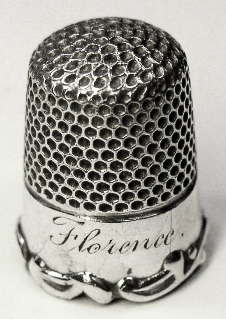Antique Child’s Sterling Silver Thimble  Louis XV Scroll Rim  “Florence” Mngm