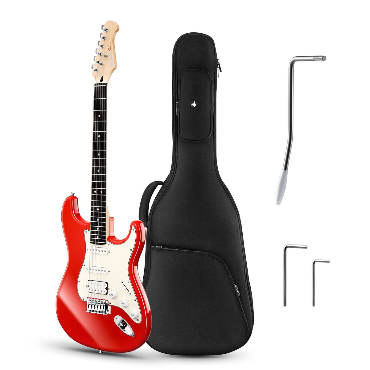 Donner Standard Series エレキギター 本体 レッド Donner Q1 Electric Guitar H-S-S Pickups Solid Body Red Glossy +