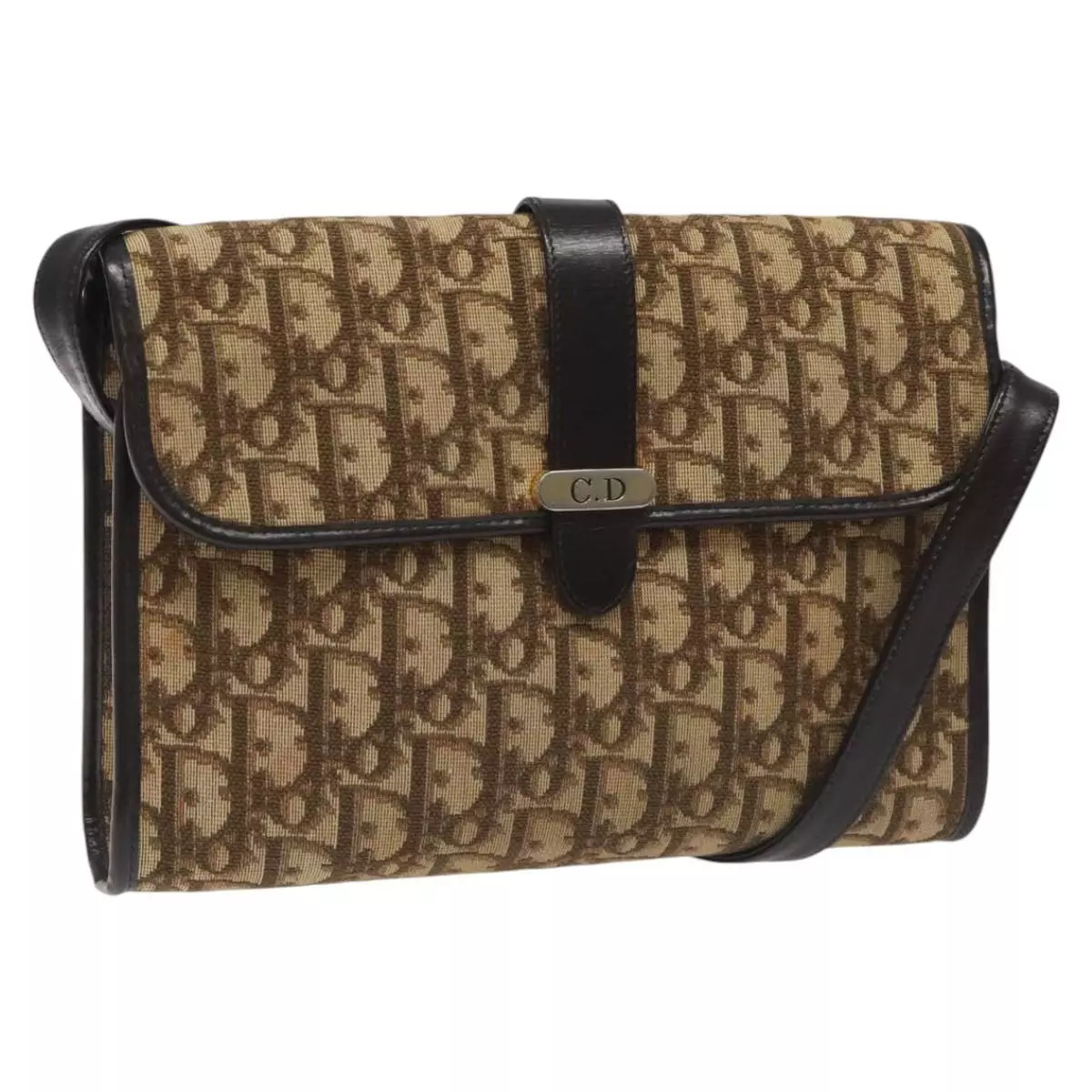 Sac bandoulière Christian Dior trotteur toile marron authentique 114870
