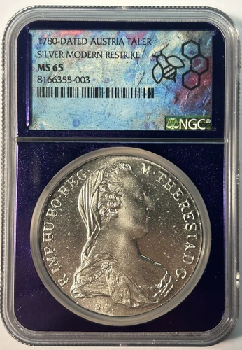 Austria Maria Theresa Silver Taler/Thaler RESTRIKE NGC MS65 - 1780 Dated