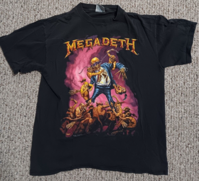 RARE! Vintage 1991 Megadeth Megadeath Band Tour T-shirt L Large 