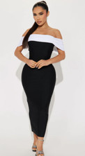 womens long dress black with white straps 