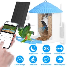 Solar Powered Smart Bird Feeder 2K PIR Motion AI Birds Species Watching Camera