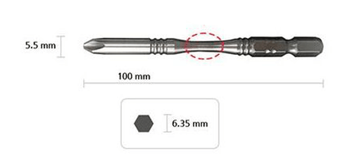 MAKITA A-57495 Silver Torsion Screw Bit 1/4" Hex PH 2 (Slim) 100mm kor - Picture 3 of 3
