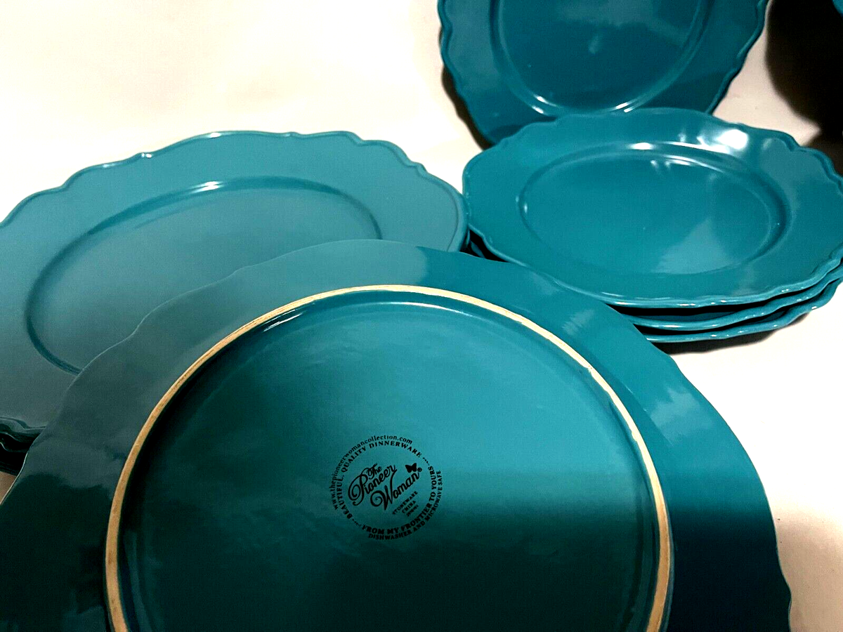 The Pioneer Woman Teal 12 Piece Set Of Each Dinner Salad Plates Bowls