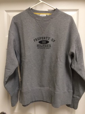 Vtg 90s Tommy Hilfiger Athletics Crewneck Grey L. Jeans Flag Logo Capsule