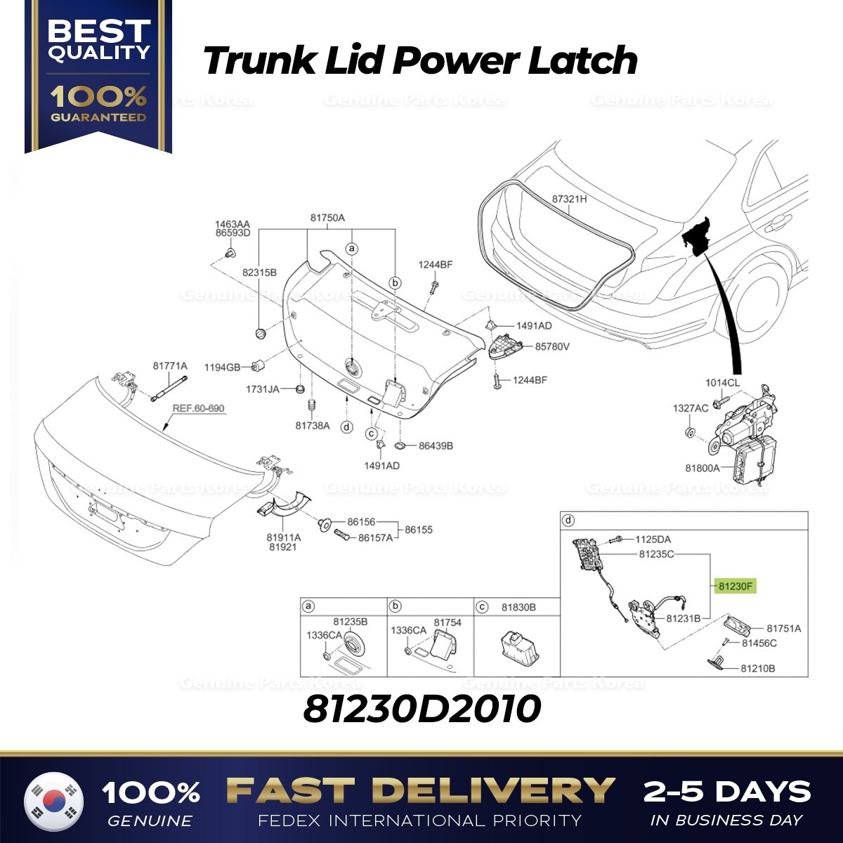 ⭐Genuine⭐ Trunk Lid Power Latch 81230D2010 for Hyundai Genesis