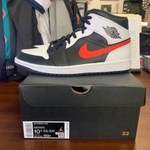 Authentic Jordan 1 Mid Black Chile Red White 554724 075 | eBay