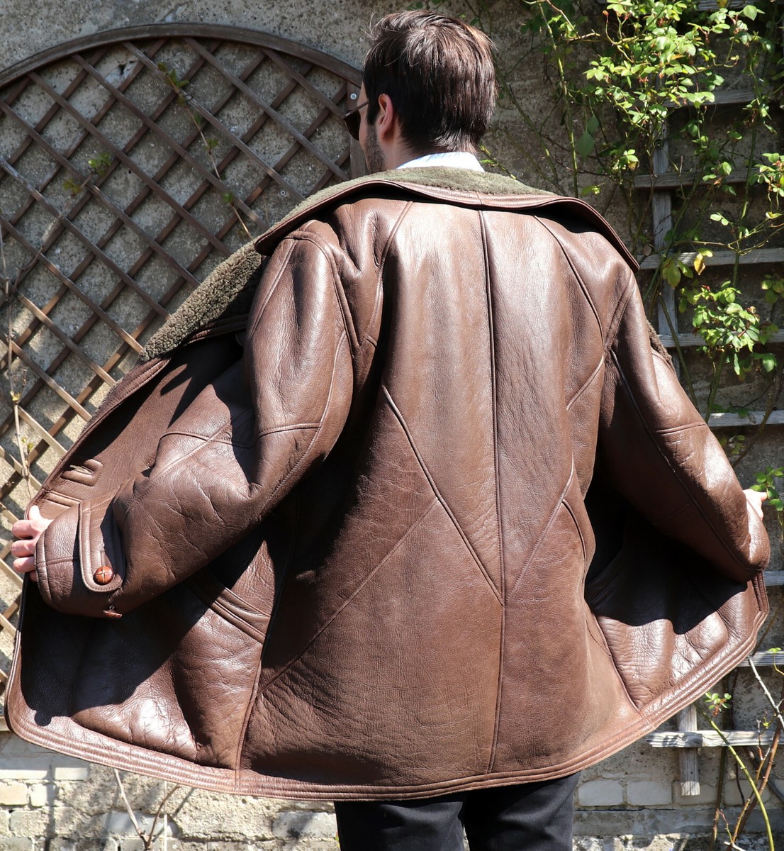 Pelzmantel Herren Kapraun Lammfell Jacke Pelz Fell Pelzjacke Mode Braun 54  26