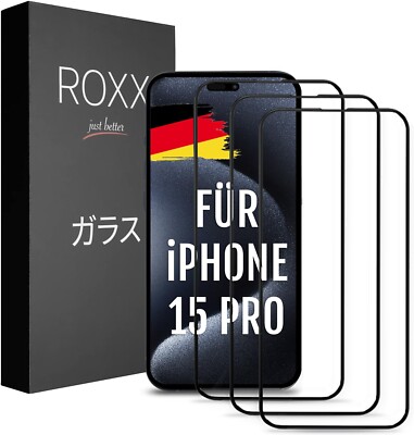 ROXX NEO Japanisches 9H 3D Schutzglas (3 Stück) | iPhone 15 Pro