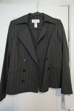 NWT NEW Liz Claiborne Button Down Charcoal Gray Grey Stripe Blazer Womens Size 6
