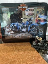 Harley Davidson Tin container with diecast Laidback motorcycle guy