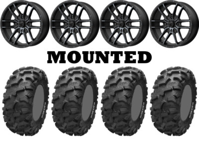 Kit 4 ITP Blackwater Evolution Tires 30x10-14 on MSA M43 Fang Matte Black 1KXP