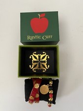 Rustic Cuff Apple set   Red and Gold Bracelet...