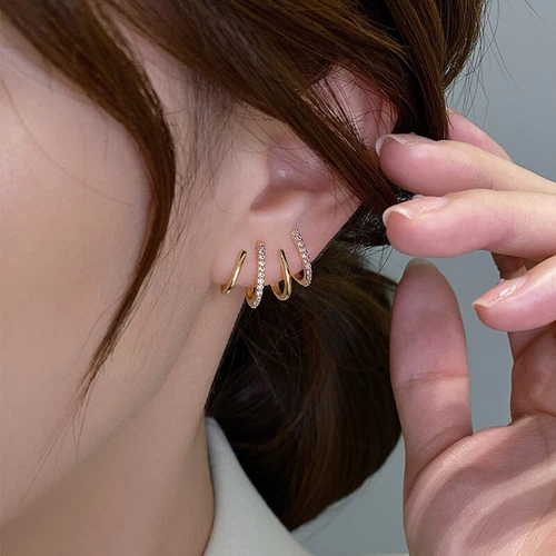 Pendientes de garra de cristal brillante de plata 925 para mujer brazalete oreja envoltura piercing perno joyería - Imagen 5 de 15