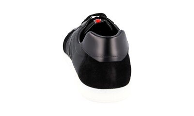 PRADA Leather Nylon Sneakers - 4E3228 - Black White RED STRIPE