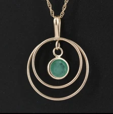 Zales 5.0mm Natural Emerald Solitaire Dangle Open Circles Pendant in 10K Gold