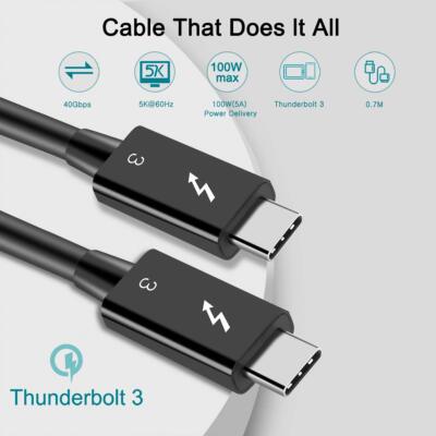 Thunderbolt 4 3 USB USB-C 8K Cable Charger Data 40Gbps PD 100W for MacBook iPad 