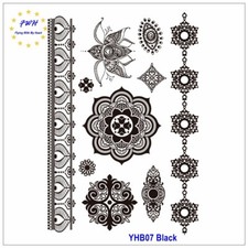 Lace Stripes Chian Mandala Butterfly Flower Body Temporary Tattoo TTL