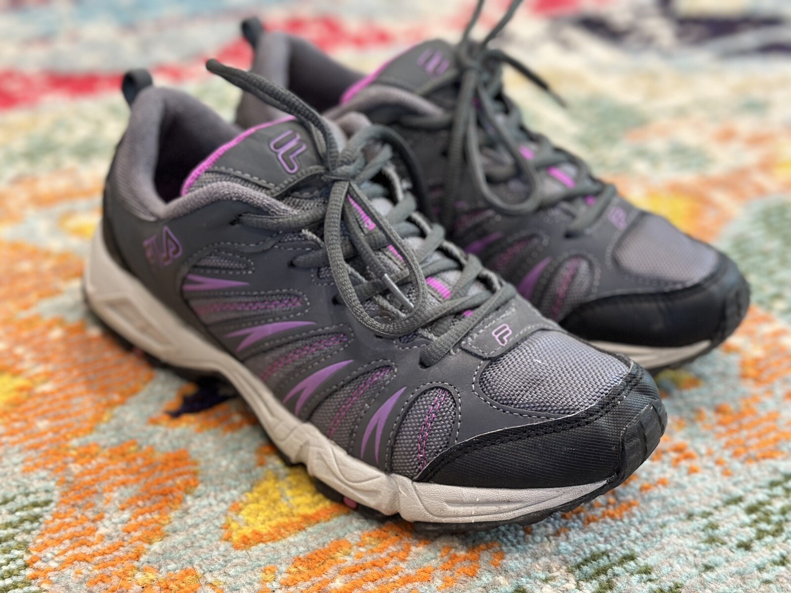 FILA DLS Foam Ladies Grey Purple Running Athletic  Shoes 5SH40082-088 Size 8.5