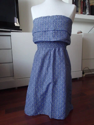 Robe bustier mini romantique bleu faïence volants LES PETITES t. S retro, NEUVE! - Photo 1/4