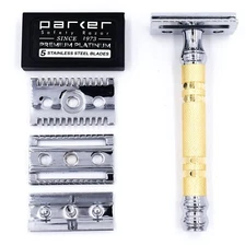 Parker 69CR Convertible Double Edge Safety Razor with Dual Open & Closed Plates