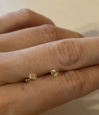 14K Yellow Gold Heart Clear Stone Baby Screw Back Stud Earrings