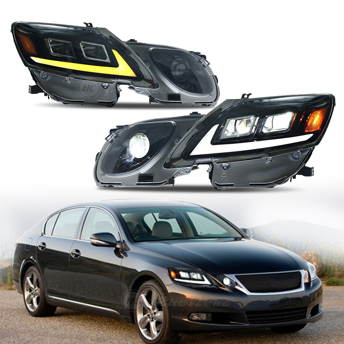 レクサス　LEXUS GS用　LEDフロントヘッドライトレンズ 左　レフト　美品 Lexus-LED車のヘッドライト,Xus gs 2004-2012 gs300 gs350用