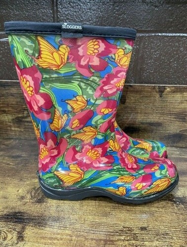 Sloggers Pink Floral Rain and Garden Waterproof Boots - Picture 2 of 3