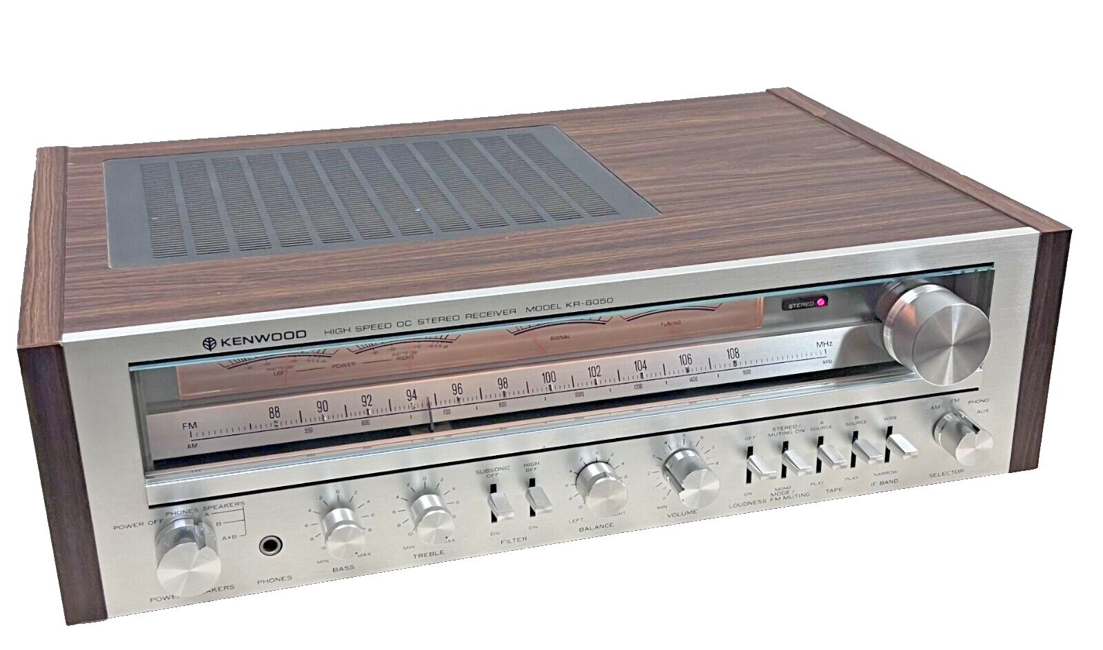 Vintage Kenwood KR6050, 60W AM/FM Stereo Receiver, 1980, Fully