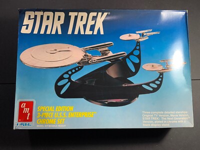 AMT ERTL Model Kit #6005. Star Trek USS Enterprise 3 Piece Chrome Set.
