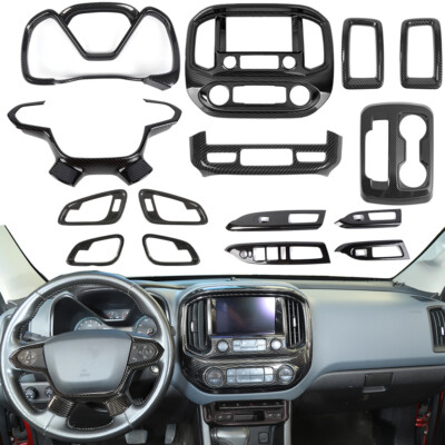15x Carbon Fiber Full Interior Set Panel Cover Trim Kit For Chevy Colorado 2014+