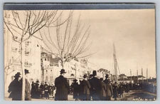 RPPC Crowded Harbor Real Photo Boats Sailboats Sail Vintage Postcard