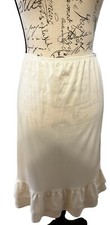 Vintage Jody California Beige Polyester Knit A-line Double Ruffle Half Slip XL