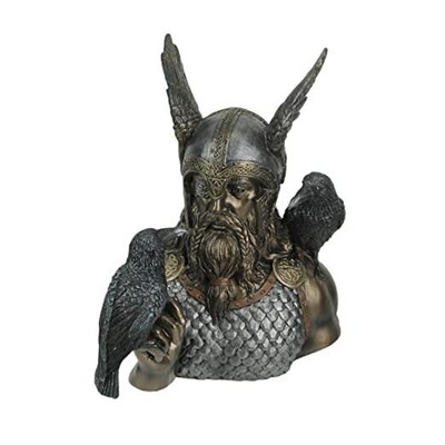  Norse God Odin and His Raven Hand Painted Resin Sculpture Statue 