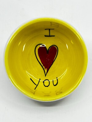 Italian Bowl w/ ''I Love You'' handwritten - signed by artist 1.75'' H Porcelain