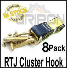 8x RTJ Cluster Hook Straps 2" x 8' Towing Car Wrecker Trailer Hauler Tie Down