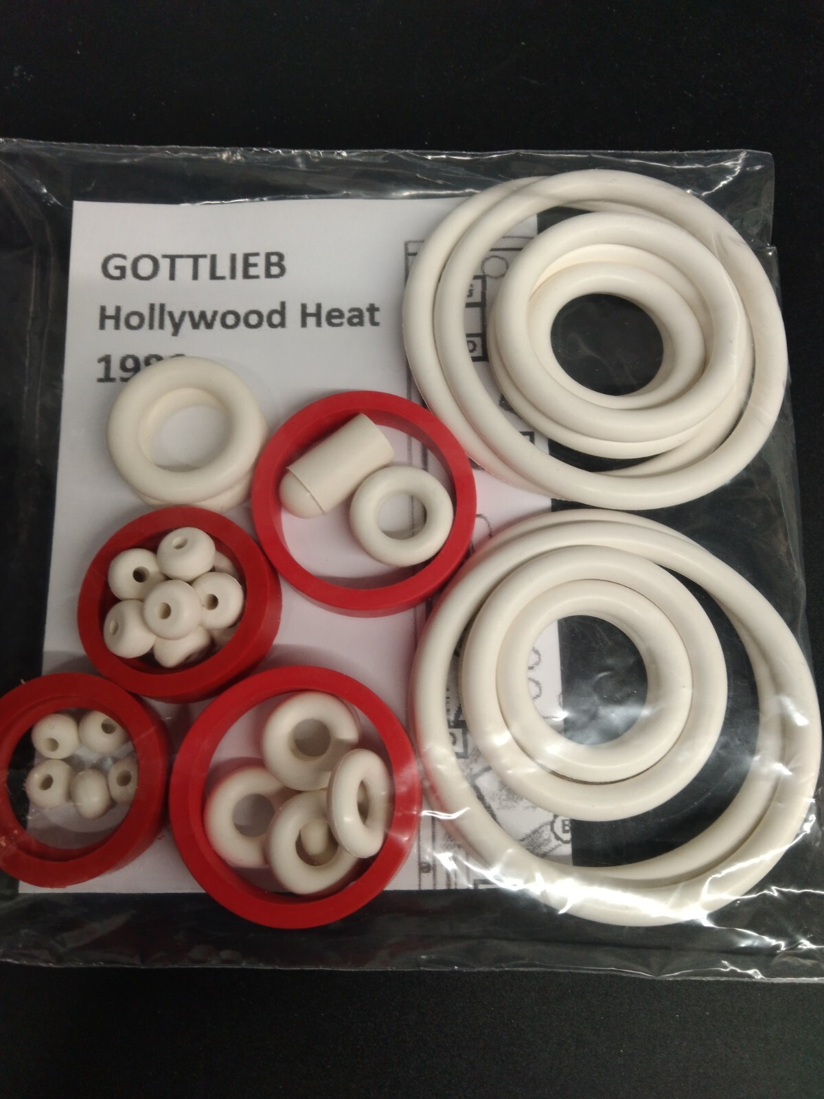 Kit Elastiques Flipper Gottlieb Hollywood Heat en Caoutchouc Blanc