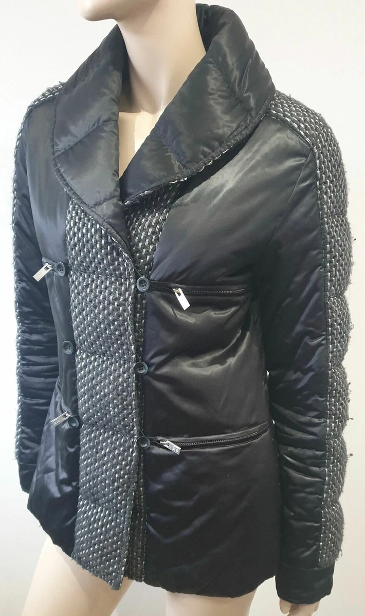 HOGAN BY KARL LAGERFELD Charcoal Grey Black Sheen Tweed Goose