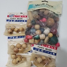 Crafter's Wood Round Natural Color Wooden Beads Bundle 1" and Under