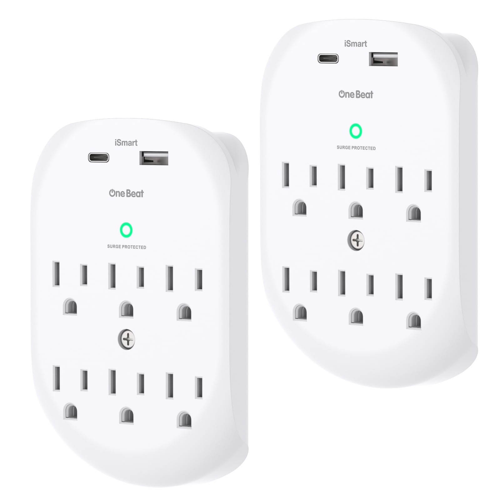 2 Pack Surge Protector Outlet, Multi Plug Outlet Adapter with 6 Wall Outlets ...