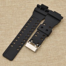 Silicone 16mm Black Watch Band Strap Shock Replacement Unisex Fashion Jewelry