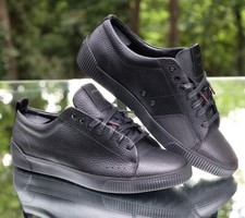 Image of Hugo Boss Zero Tenn Gra Black Leather Trainers 50471315 Men’s Size 12 EU 45