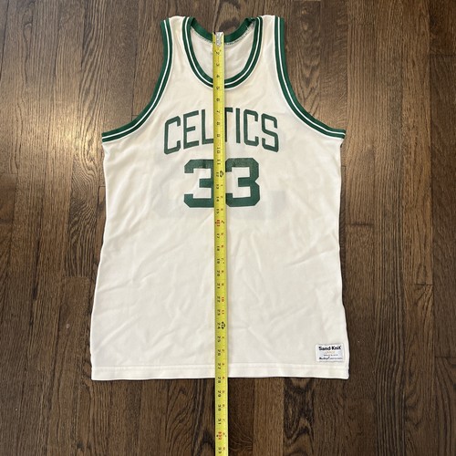 Larry Bird Boston Celtics Jersey Men's Large Sand Knit White - Picture 7 of 8