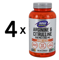 4 X NOW Foods Arginine & Citrulline - 240 Vcaps (135,41 Eur/Kg)