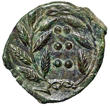 Sicily, Himera AE Hemilitron "Nymph & Six Pellets in Wreath" Extremely Fine