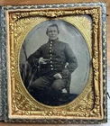 Civil War Soldier Armed Union Army Tintype Holding Pistol 1/6 Plate Photograph