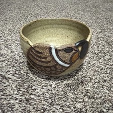 Handthrown Studio Art Pottery 5 Bowl White Brown Partridge Signed Stoneware